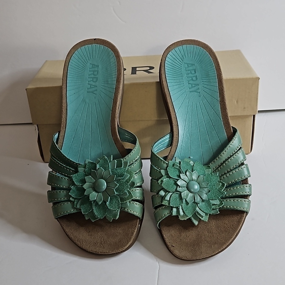 Array Maui Slide with Flower sz 7.5m Turquoise NIB